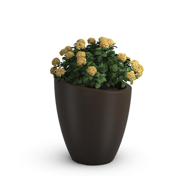 Modesto 30" Round Weatherproof Modern Plastic Planter in Espresso by Mayne – 30 Inch, 22 gallons, Polyethylene (PE), Espresso, Model 8884