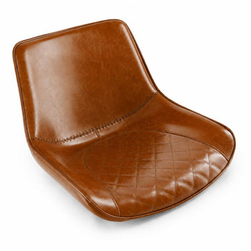 [2 Pack Mid-Century Cognac Vinyl Tufted Barstool Cushion by Glownary – Bar Height, Steel, Blue Vinyl Padded Seat, Model 164bfvcmcmcg