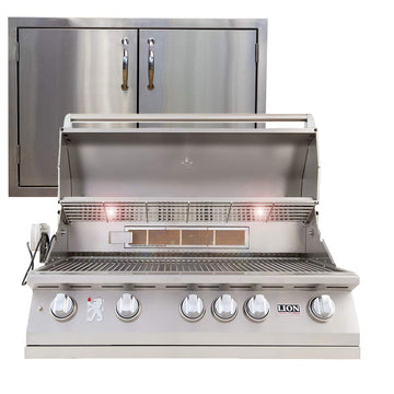 40" Natural Gas Grill with Made in USA 32" Double Door Package Deal by Lion Premium Grills – Stainless Steel, Model L90000