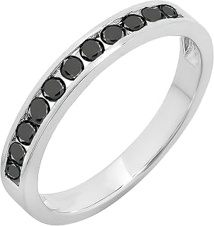 Dazzlingrock Round Black Diamond Channel Set Wedding Band