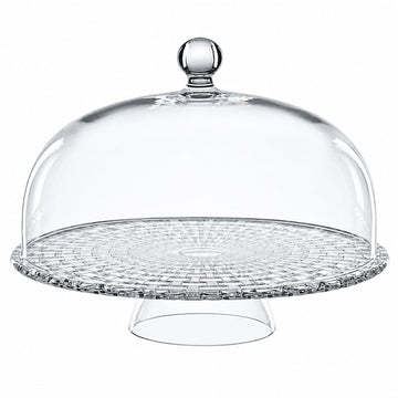Bossa Nova Footed Cake Plate with Dome by Nachtmann – One Size, Crystal, Clear, Model 0099528-0