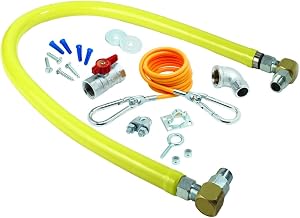 T&S Brass HG-2D-48SK Gas Hose with Free Spin Fittings, 3/4-Inch Npt, 48-Inch Long, Installation Kit and Swivelink Fittings