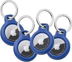 Belkin Apple AirTag Holder Keychain, 4 Pack, Scratch-Resistant | Protective AirTag case, open face design, raised edges, key ring, luggage tag, pet collar, backpack, travel accessory