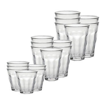 Picardie 18 Piece Clear Tempered Glass Drinkware and Tumbler Cup Set for Wine by Duralex – 17 Ounces, 17 fluid_ounces, Tempered Glass, Clear, Model CC 1/18