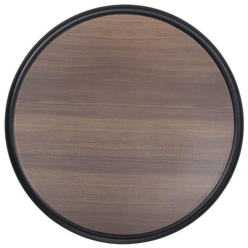 Round Faux Dark Wood Melamine Tray with Black Border - 14"D by HUBERT – Melamine, Black, Model H0294-BLACK
