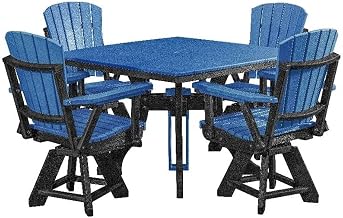 Five Piece Square Dining Height Dining Set in Blue/Black