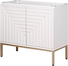 JONATHAN Y Rowan 36" Geometric 2-Door Bathroom Vanity Cabinet Only, White