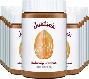 Justin's Classic Peanut Butter by Justin's Nut Butter – 16 Ounce (Pack of 12), Pack of 12, Model PP-GRCE41489