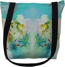 Betsydrake TY098G 18 x 18 in. Betsys Sea Turtle Tote Bag - Large Black
