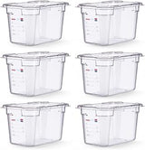 Araven Polycarbonate Food Pan, GN 1/2, 6" Deep, 6 Ct, Clear | Food storage pan with in-mold label for catering, commercial kitchens, food trucks and prep lines.