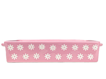 Daisy Rectangular Baker by 10 Strawberry Street – 112 oz, 112.0 fluid_ounces, Stoneware, Pink, Model DS-PFL-40-63-003