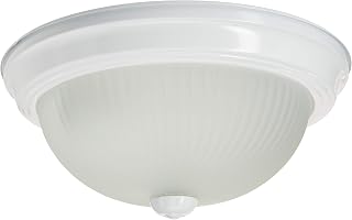 Canarm IFM211WH 11" 2 Bulb Flush Mount, White with Frosted Swirl Glass