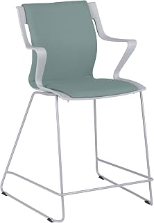 Learniture Cascade Counter-Height Sled Base Chair, Stool with Arms for Meeting, Cafeteria, Break Rooms, and Waiting Areas 24" H (Set of 2)