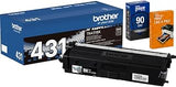 Brother Genuine TN431BK Standard Yield Black Toner Cartridge, Up to 3,000 Page, Bundle with Deco Essentials Printer eBook for MFC-L8900CDW, MFC-L8905CDW, HL-L8360CDW, MFC-L8610CDW, HL-L8260CDW