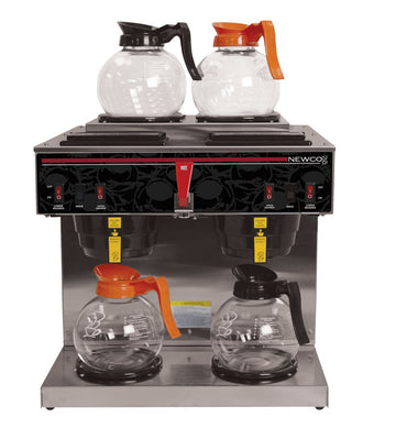 NKD4AF Dual Auto 4 Warmer Coffee Brewer with Faucet by Newco – 12 cups, Glass, Silver