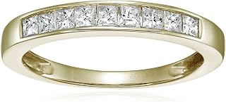 1/2 cttw Diamond Wedding Band for Women, Princess Cut Diamond Wedding Band in 14K Yellow Gold Channel Set, Size 4.5-10