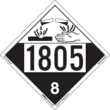 Labelmaster ZEZ41805 UN 1805 Corrosive Hazmat Placard, E-Z Removable Vinyl (Pack of 25)