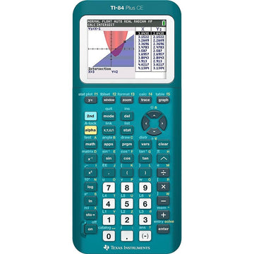 TI-84 Plus CE Graphing Calculator by Texas Instruments – Plastic, Teal, Model 84PLCE/TBL/1L1/AX