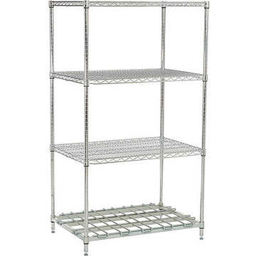 Nexelon, 4 Tier, Wire Shelving Unit, 1 Heavy Duty Shelf, 30" W x 24" D x 74" H – Alloy Steel, Blue, Model 243071DSN