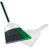Large Precision Angle Broom with Dust Pan by LIBMAN COMMERCIAL – 2"L x 12"W x 53"H, Plastic, Green, Pack of 4