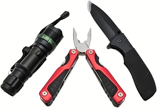 RoadPro 18HS100 Multi-Tool Pliers Flashlight Pocketknife Tactical Kit for Outdoor Use and Emergencies