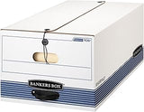 Bankers Box 12-Pack String & Button Medium-Duty File Box, Legal, FastFold | Keep important records buttoned up with secure closure, FastFold setup, reinforced handles, and stackable strength.