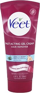 Veet Gel Cream Sensitive Formula Hair Remover With Aloe Vera And Vitamin E, 6.78 Ounce (Pack of 6)