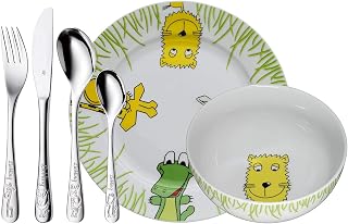 WMF Set Safari, Christening Gifts, Christening Gifts, Name Engraving, Children's Cutlery with Engraving Name 6 Pieces Stainless Steel