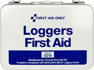 First Aid Only 5216 25-Person Weatherproof Metal Forestry Loggers First Aid Kit, 69 Pieces