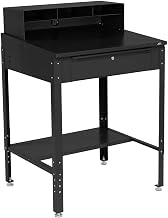 Global Industrial Sloped Shop Desk with Pigeonhole Compartments & Cylinder