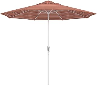 California Umbrella 12-Year Protection 9-Ft Outdoor Patio Umbrella, Sunbrella Fade-Resistant Fabric, Auto-Tilt, Heavy Duty Aluminum Frame, 8 Reinforced Ribs for Pool or Deck, White Pole, Dolce Mango