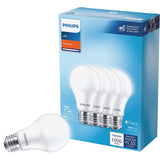 LED Frosted Non Dimmable A19 Light Bulb - EyeComfort Flicker Free - 11W=75W - 1000 Lumen - Soft White (2700K) - E26 Base - Indoor - Pack of by PHILIPS – Model 542944