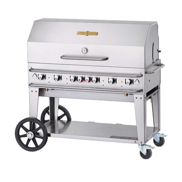 48'' Rental Mobile Grill w/Roll Dome - Bulk Propane Tanks Model by Crown Verity – Stainless Steel, Model CV-RCB-48RDP-SI-BULK