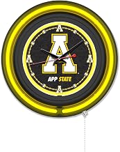 Holland Bar Stool Clk15BKAppStU NCAA 15 in. Dia. Appalachian State University Double Neon Wall Clock Black