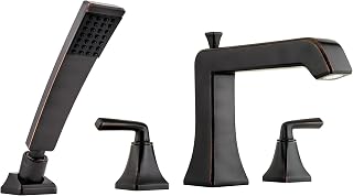 LG6-4FEY Pfister LG6-4FE Park Avenue Deck Mounted Roman Tub Filler Trim with Metal Lever Handles and Built-In Diverter - Includes Personal Hand Shower