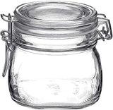 Bormioli Rocco Fido 17.5 Ounce Glass Storage Jars: Airtight Hinged Lid With Leak Proof Gasket, Wide Mouth Food Container - For Zero Waste Air Tight Preserving Jam, Spices, Coffee, Sugar & Herbs