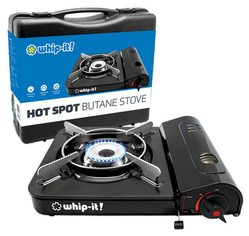 Black Hot Spot Butane Stove by Whip-It! – Standard, Metal, Black, Model ST-Hotspot-05