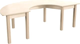 Flash Furniture Bright Beginnings Commercial Grade Half Circle Classroom Table - Wooden Preschool Activity Table - Greenguard Certified Wood - 29.5" W x 59" D x 18" H