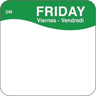 DayMark Safety Systems DissolveMark IT1133335 Day of the Week, Trilingual Label, Friday, 2" x 2", Green, Roll of 250