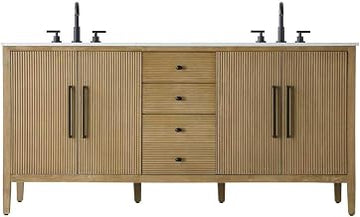 Elegant Kitchen and Bath 72" Double Bathroom Vanity in Linen Oak