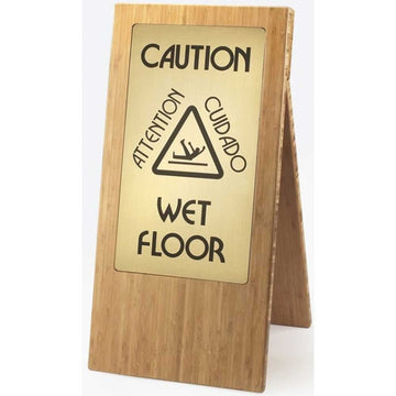Wet Floor Sign by CAL-MIL – 11.875" Width x 17.5" Diameter x 22" Height, Bamboo, Model 852-60