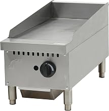 SMGS-12 Gas Griddle, Countertop Commercial Flat Griddle with 3/4" Thick Plate, U-Shaped 30,000 BTU Burner, Manual Controls, Pilot Light, Oil Collector, Stainless Steel Body