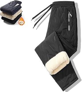 Wool Pants, Unisex Wool Lined Waterproof and Windproof Pants, Warm Plush Jogging Pants, Lambskin Lined Sweatpants (1PCS-B,Large)