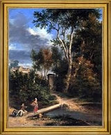 Art Oyster The Younger Karoly Marko Riverside Scene - 20" x 25" Premium Canvas Print with Gold Frame