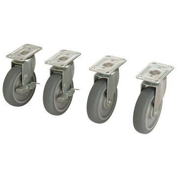Bulk Container Caster Set (2 Swivel/2 Locking) by Global Industrial – 8"L x 5"W x 5"H, Rubber, Gray, Model 603088