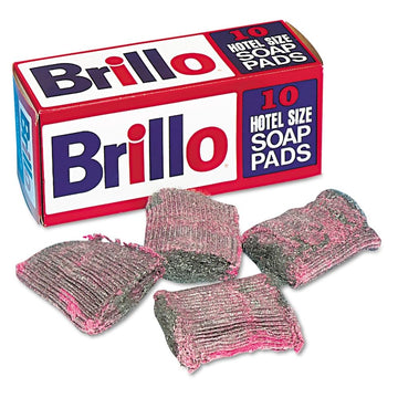 Disco Brillo Steel Pink Wool Soap Pad – 4 x 4 Inch - 10 Per Pack - 12 Packs Per Case.