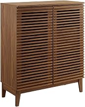 Furnifact Brown Bar Cabinet with Ample Storage, Elegant Design, Durable Construction, Single-piece, Versatile for Home or bar Area