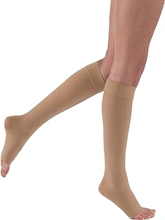 JOBST Relief Knee High Graduated Compression Socks 20-30mmHg - Comfortable Unisex Design - Open Toe, Beige, Medium