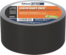 Shurtape PC 618 Performance Grade, Colored Cloth Duct Tape, Excellent Holding Power, 72mm x 55m, Black, 1 Roll (203876)