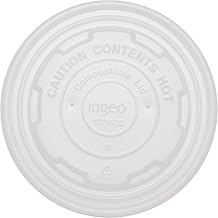 World Centric Compostable Paper Bowl Lids, Fits 12 Oz Bowls, Pack of 100 | Clear PLA Bowl Lid, Snap-Tight Design, Leak Resistant, Strong, Durable, Heat Resistant